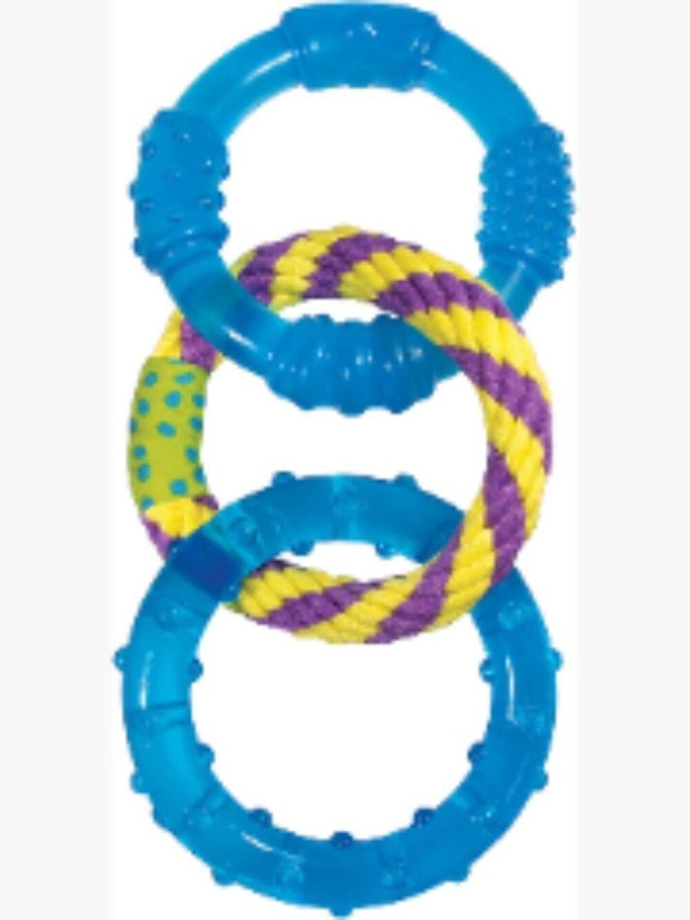 Dog Chew Toy - Dental Links for Strong Chewers, Multiple Textures & Rope, 8.5"